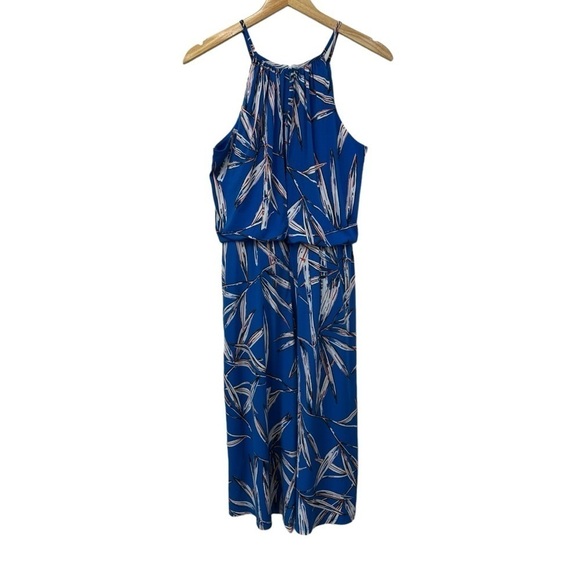 London Times Jumpsuit, Royal Blue Tropical Print, size 8 - Picture 1 of 8